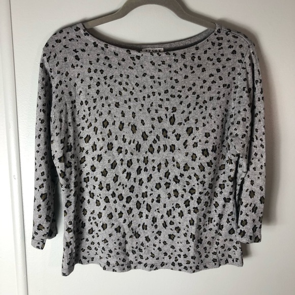 ZZ Silk Gray, Brown, Black Animal Print Silk/Cashmere Sweater Size Large - Picture 1 of 9